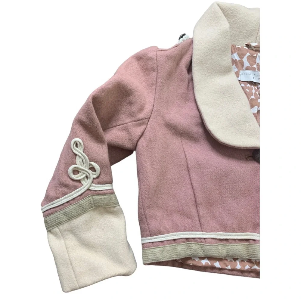 STELLA MCCARTNEY Kids Lee Jacket Wool With Military Detailing Pink/Beige Girl 6Y - Picture 5 of 15